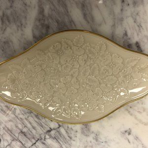 Vintage Lenox Ivory Floral Flower Candy Dish with